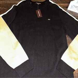 NWT Michael Kors Mens Black L/S Pullover Sweater - Size XL